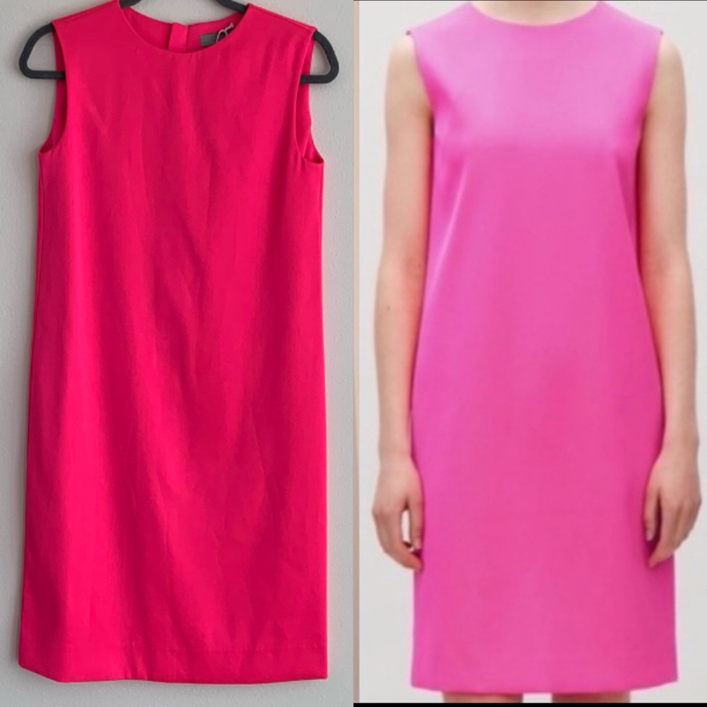 NWT, COS - Hot Pink Tank Shift Dress w/ Metallic Back Zip, Size 4